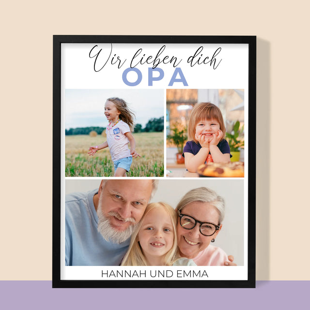 Fotocollage: Wir Lieben Dich, Opa! - Druck Mit Rahmen 30X40