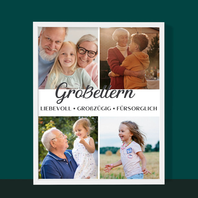 Fotocollage: Geliebte Großeltern - Druck Mit Rahmen 30X40