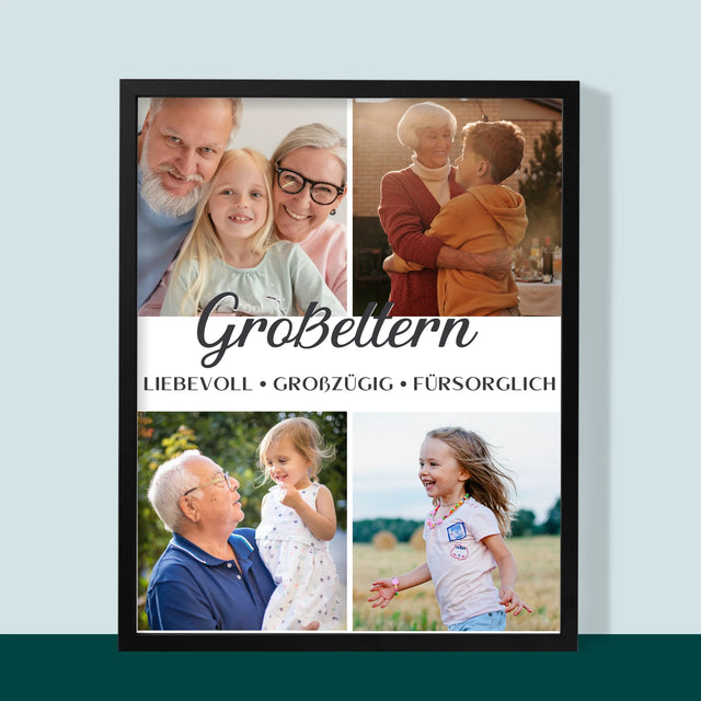 Fotocollage: Geliebte Großeltern - Druck Mit Rahmen 30X40