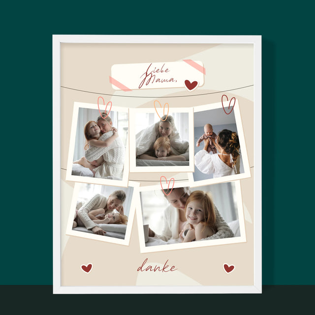 Fotocollage:  Mama, Danke Für Alles - Druck Mit Rahmen 30X40