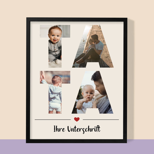 Buchstaben-Collage: Papa - Druck Mit Rahmen 30X40