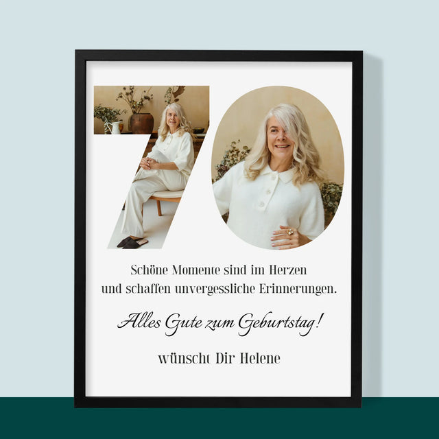 Buchstaben-Collage: 70 Jahre Alt - Druck Mit Rahmen 30X40