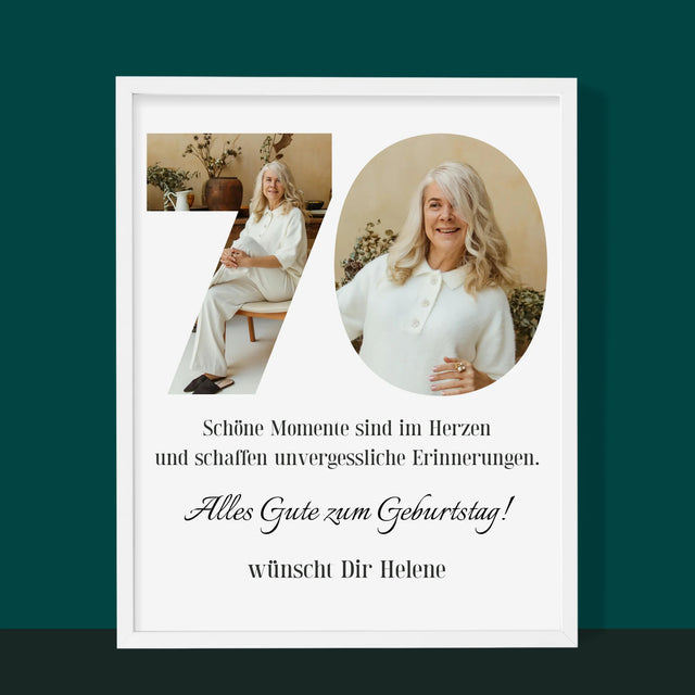 Buchstaben-Collage: 70 Jahre Alt - Druck Mit Rahmen 30X40