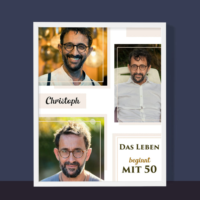 Buchstaben-Collage: 50 Jahre Alt - Druck Mit Rahmen 30X40