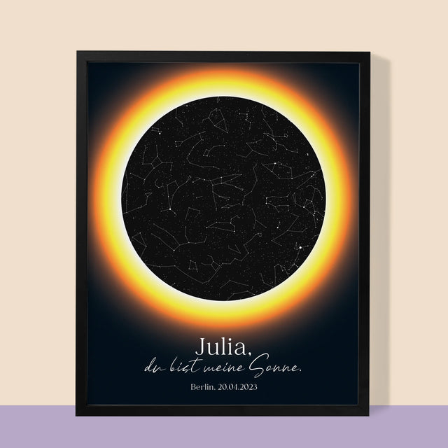 Sternkarte: Sternkarte: Du Bist Meine Sonne - Druck Mit Rahmen 30X40