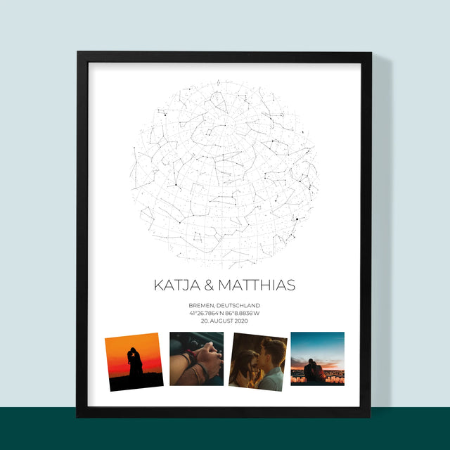 Sternkarte: Sternkarte: Unsere Sterne - Druck Mit Rahmen 30X40