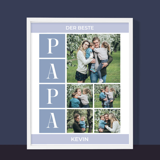 Fotocollage: Bester Papa Collage - Druck Mit Rahmen 30X40