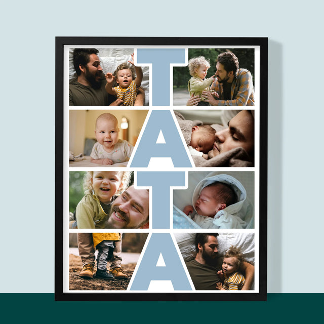Fotocollage: Aufschrift Papa - Druck Mit Rahmen 30X40