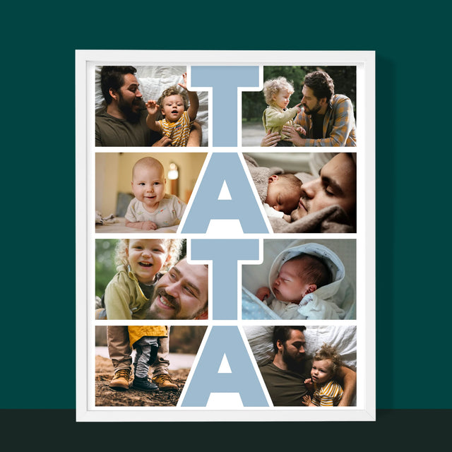 Fotocollage: Aufschrift Papa - Druck Mit Rahmen 30X40