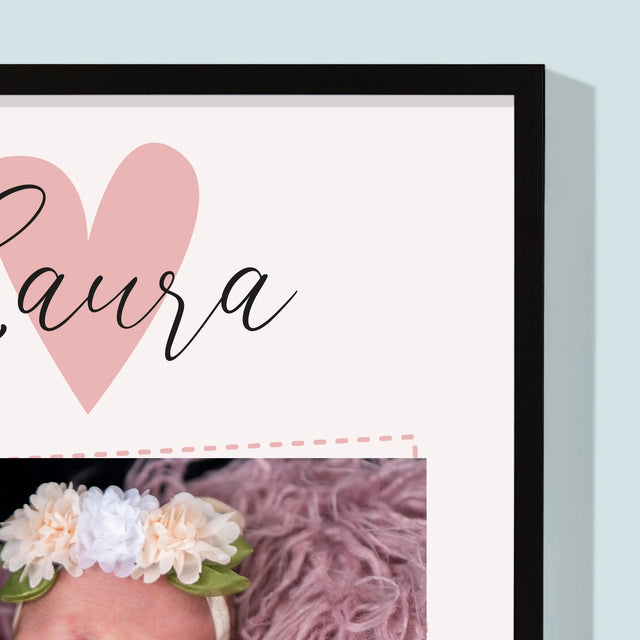 Geburtsdatum: Geburtsdatum Mädchen - Druck Mit Rahmen 30X40