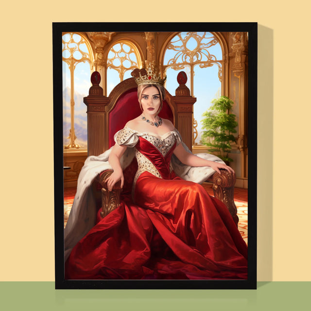 Königsporträt: Königin Auf Dem Thron - Druck Mit Rahmen 30X40