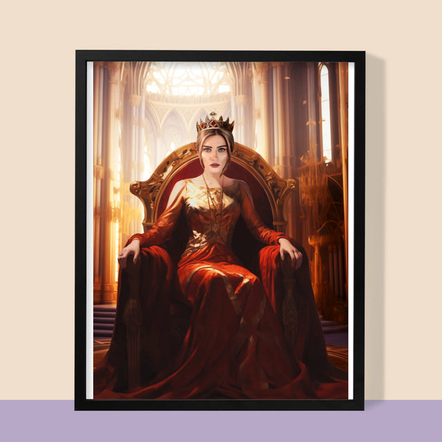 Königsporträt: Königin Im Thronsaal - Druck Mit Rahmen 30X40