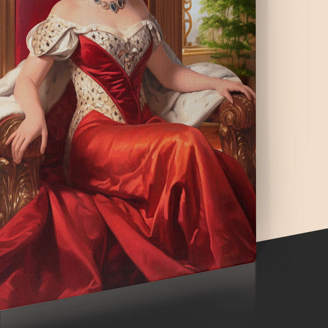 Königsporträt: Königin Auf Dem Thron - Druck Mit Rahmen 30X40