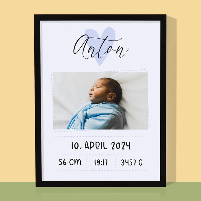Geburtsdatum: Geburtsdatum Junge - Druck Mit Rahmen 30X40