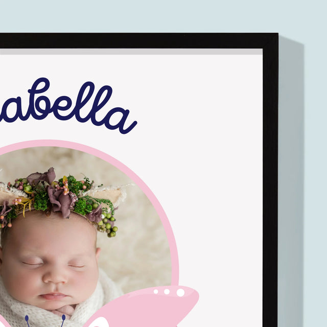 Geburtsdatum: Geburtsdatum Schmetterling - Druck Mit Rahmen 30X40