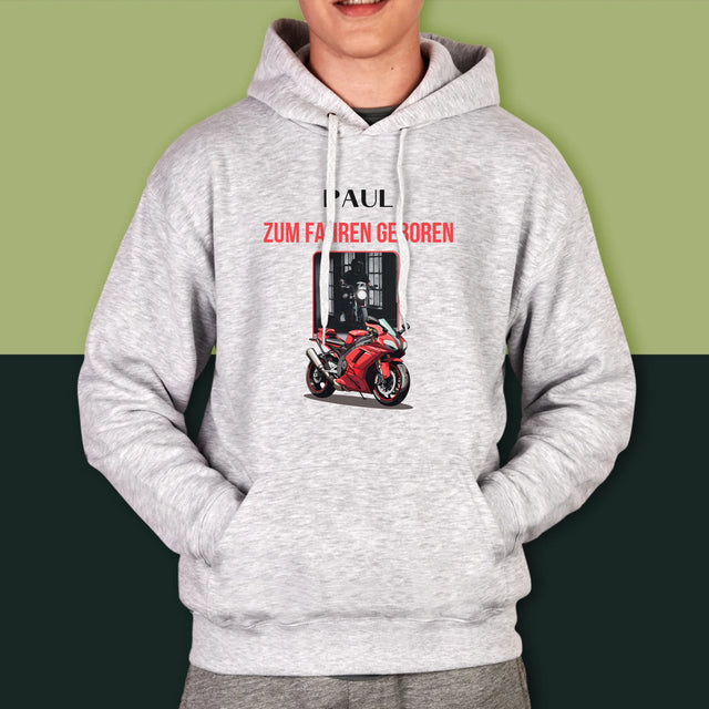 Foto Und Unterschrift: Zum Fahren Geboren - Kapuzenpullover Für Herren