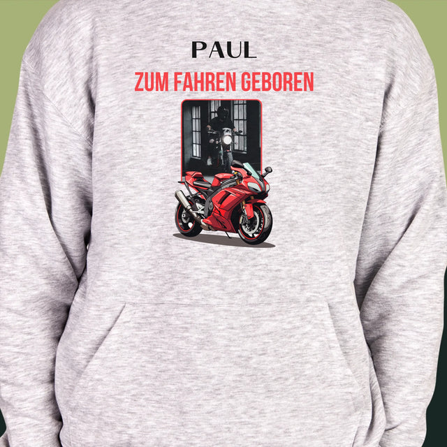 Foto Und Unterschrift: Zum Fahren Geboren - Kapuzenpullover Für Herren