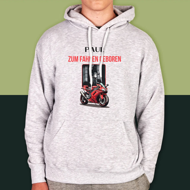 Foto Und Unterschrift: Zum Fahren Geboren - Kapuzenpullover Für Herren