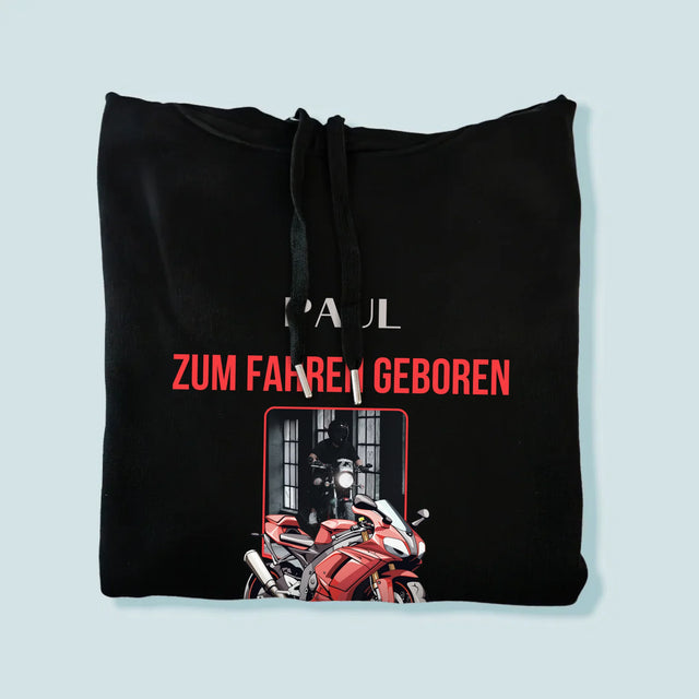 Foto Und Unterschrift: Zum Fahren Geboren - Kapuzenpullover Für Herren