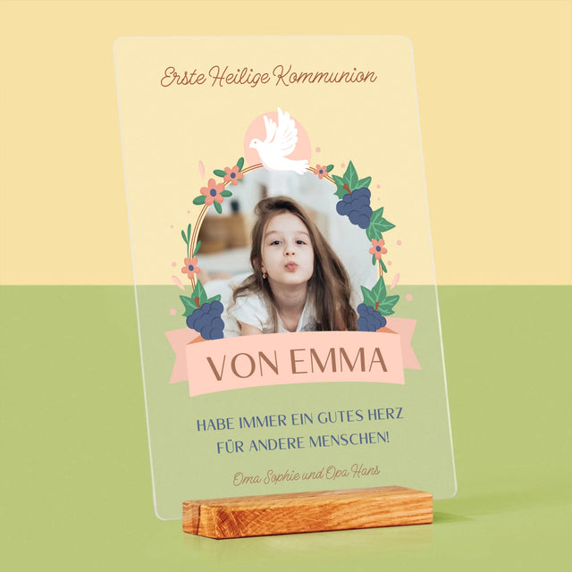 Foto Und Unterschrift: Gutes Herz Kommunion - Druck Auf Acrylglas