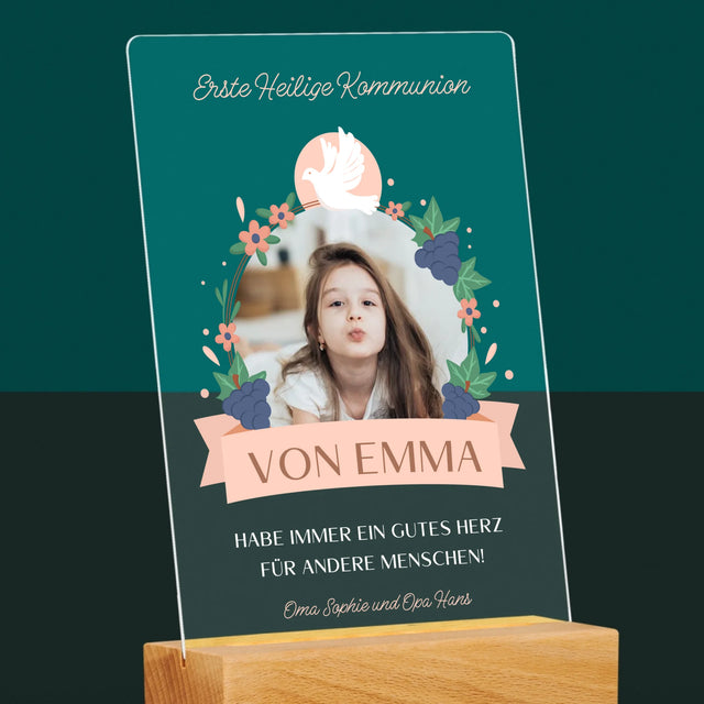 Foto Und Unterschrift: Gutes Herz Kommunion - Druck Auf Acrylglas