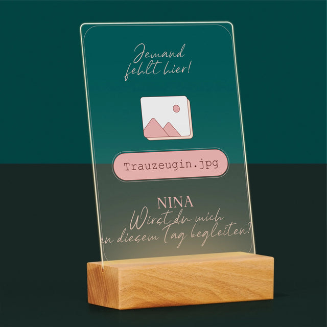 Name Und Unterschrift: Jemand Fehlt - Trauzeugin - Druck Auf Acrylglas