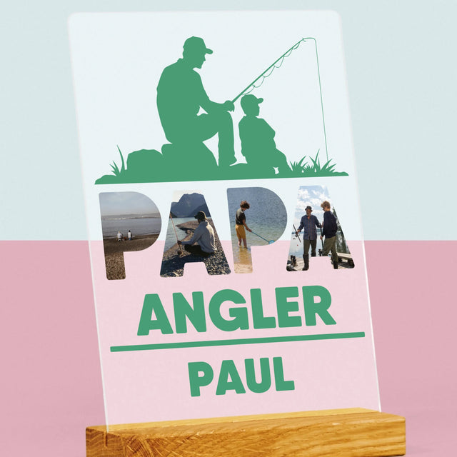 Buchstaben-Collage: Papa - Angler - Druck Auf Acrylglas