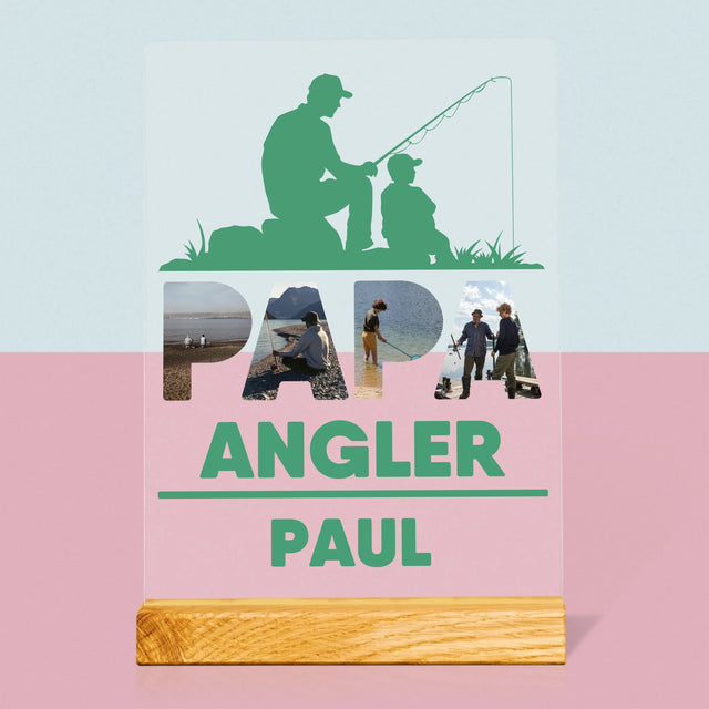 Buchstaben-Collage: Papa - Angler - Druck Auf Acrylglas