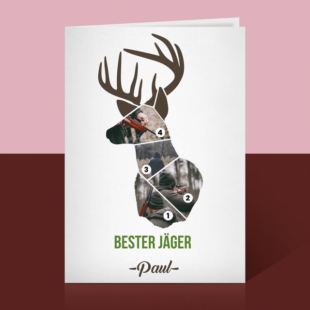 Form-Collage: Bester Jäger - Glückwunschkarte