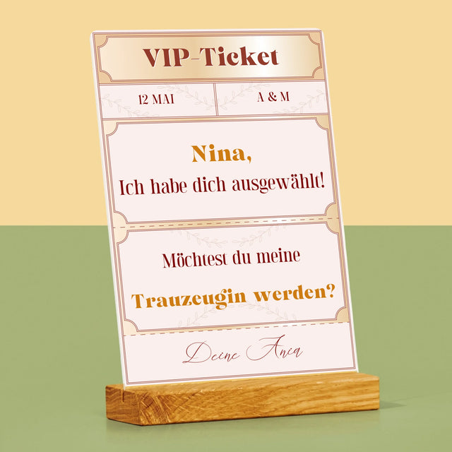 Name Und Unterschrift: Vip-Ticket- Trauzeugin - Druck Auf Acrylglas