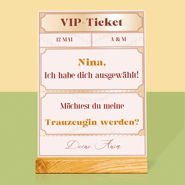 Name Und Unterschrift: Vip-Ticket- Trauzeugin - Druck Auf Acrylglas