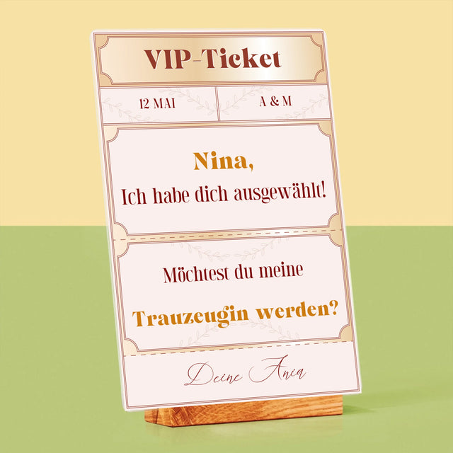 Name Und Unterschrift: Vip-Ticket- Trauzeugin - Druck Auf Acrylglas