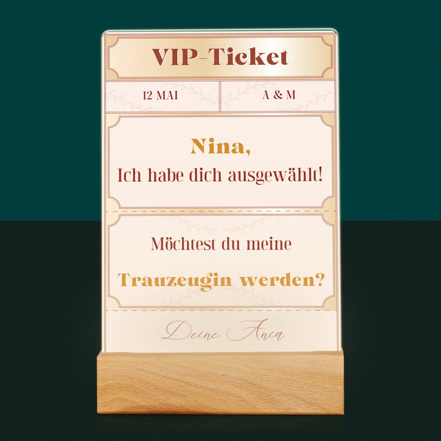 Name Und Unterschrift: Vip-Ticket- Trauzeugin - Druck Auf Acrylglas