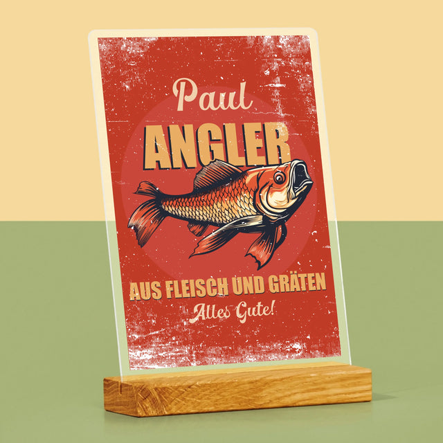 Name Und Unterschrift: Ein Angler Aus Fleisch Und Gräten - Druck Auf Acrylglas