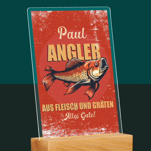 Name Und Unterschrift: Ein Angler Aus Fleisch Und Gräten - Druck Auf Acrylglas
