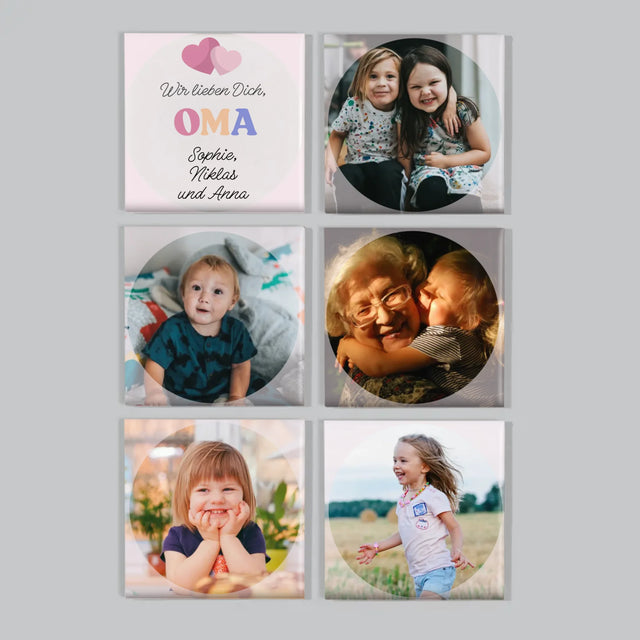 Fotocollage: Wir Lieben Dich, Oma - Magneten-Set