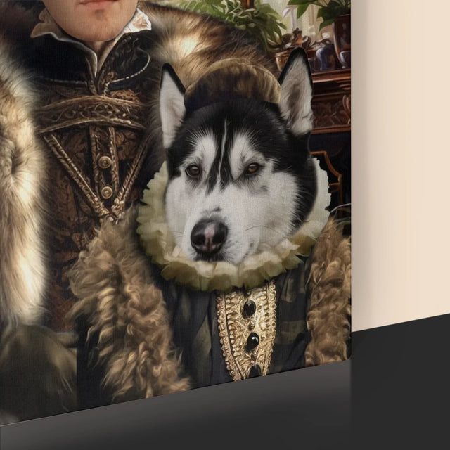 Königsporträt: Adeliger Mit Haustier - Druck Mit Rahmen 30X40