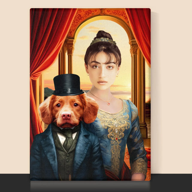 Königsporträt: Adelige Mit Haustier - Druck Mit Rahmen 30X40