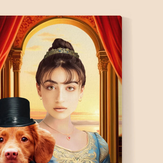 Königsporträt: Adelige Mit Haustier - Druck Mit Rahmen 30X40