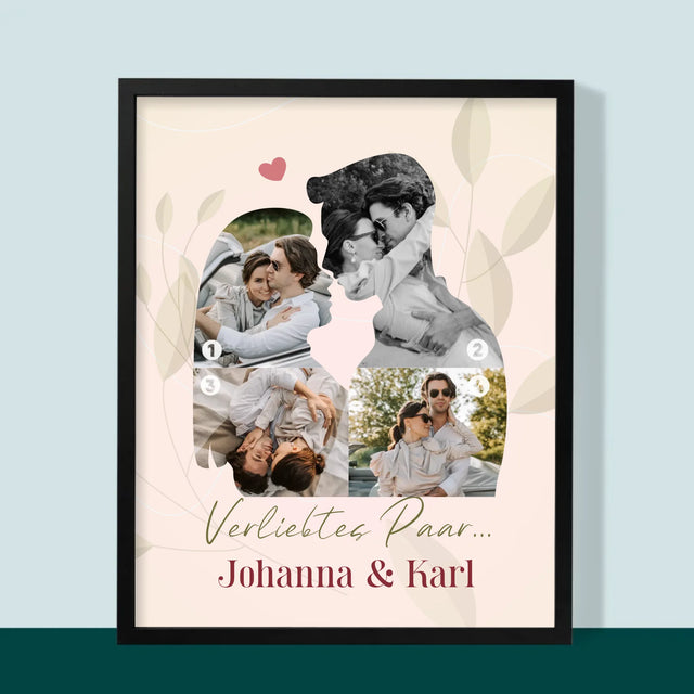 Form-Collage: Verliebtes Paar - Druck Mit Rahmen 30X40