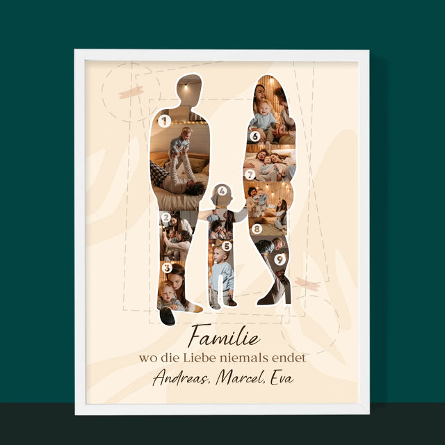 Form-Collage: Familienliebe - Druck Mit Rahmen 30X40
