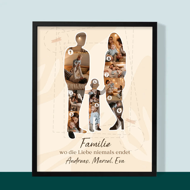 Form-Collage: Familienliebe - Druck Mit Rahmen 30X40
