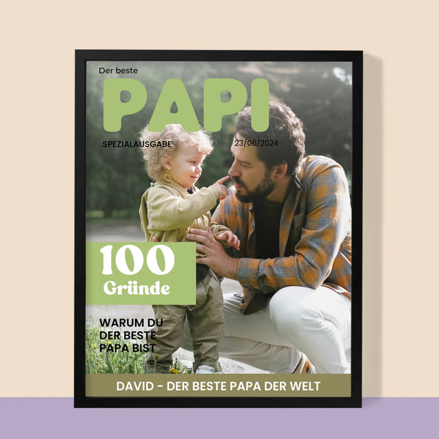 Magazin-Cover: Bester Papi - Druck Mit Rahmen 30X40