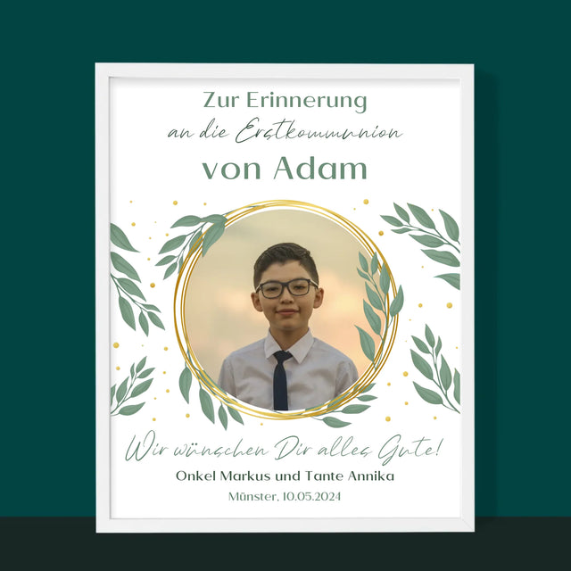 Foto Und Unterschrift: Zur Erstkommunion - Druck Mit Rahmen 30X40