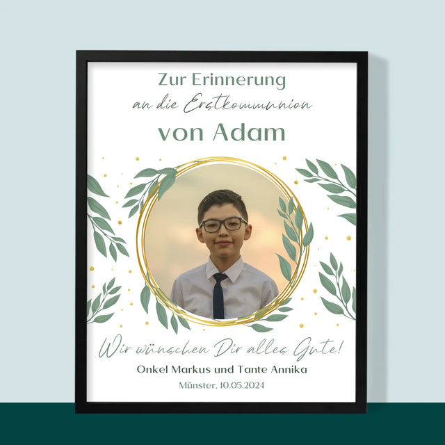 Foto Und Unterschrift: Zur Erstkommunion - Druck Mit Rahmen 30X40