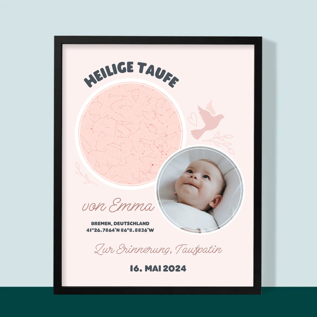 Sternkarte: Taufe - Druck Mit Rahmen 30X40