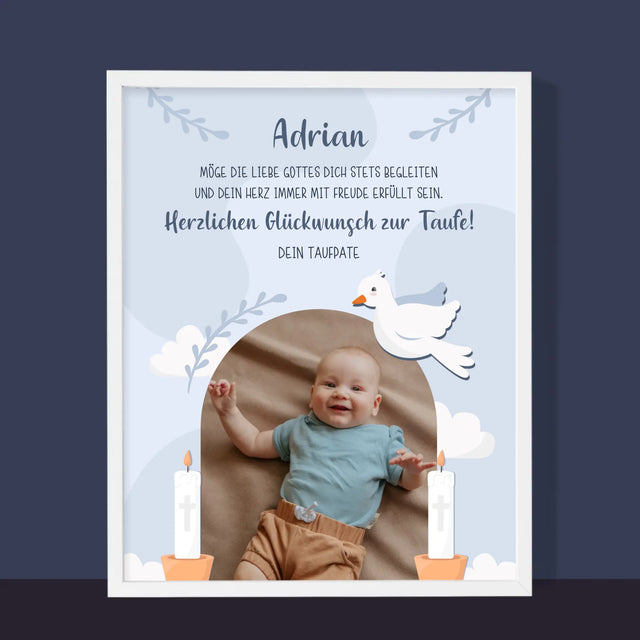 Foto Und Unterschrift: Zur Taufe Glückwünsche - Druck Mit Rahmen 30X40