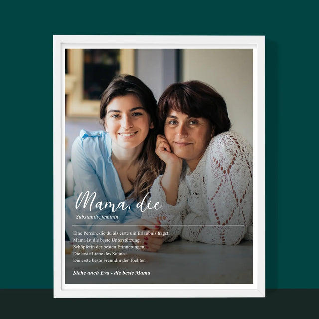Foto Und Unterschrift: Mama Definition - Druck Mit Rahmen 30X40