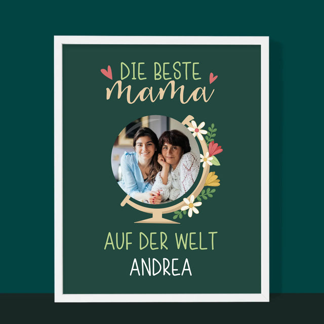 Foto Und Unterschrift: Beste Mama Welt - Druck Mit Rahmen 30X40