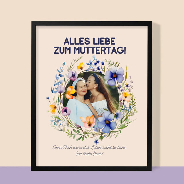 Foto Und Unterschrift: Alles Liebe Zum Muttertag - Druck Mit Rahmen 30X40